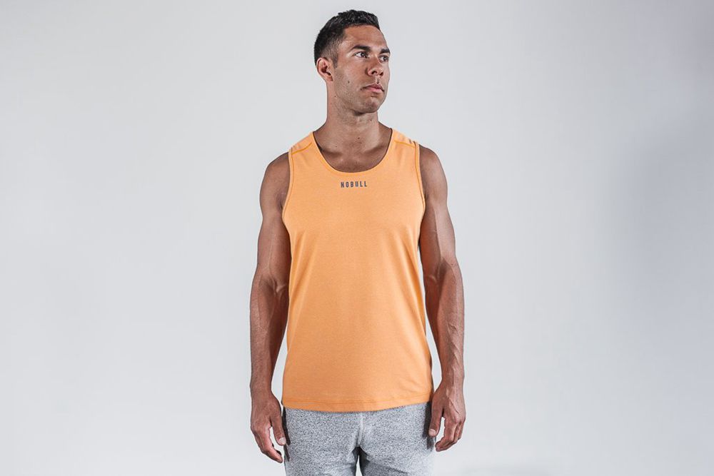 NOBULL Men's Textu Tank Tops - Nectar - Ireland (4291QPBZJ)